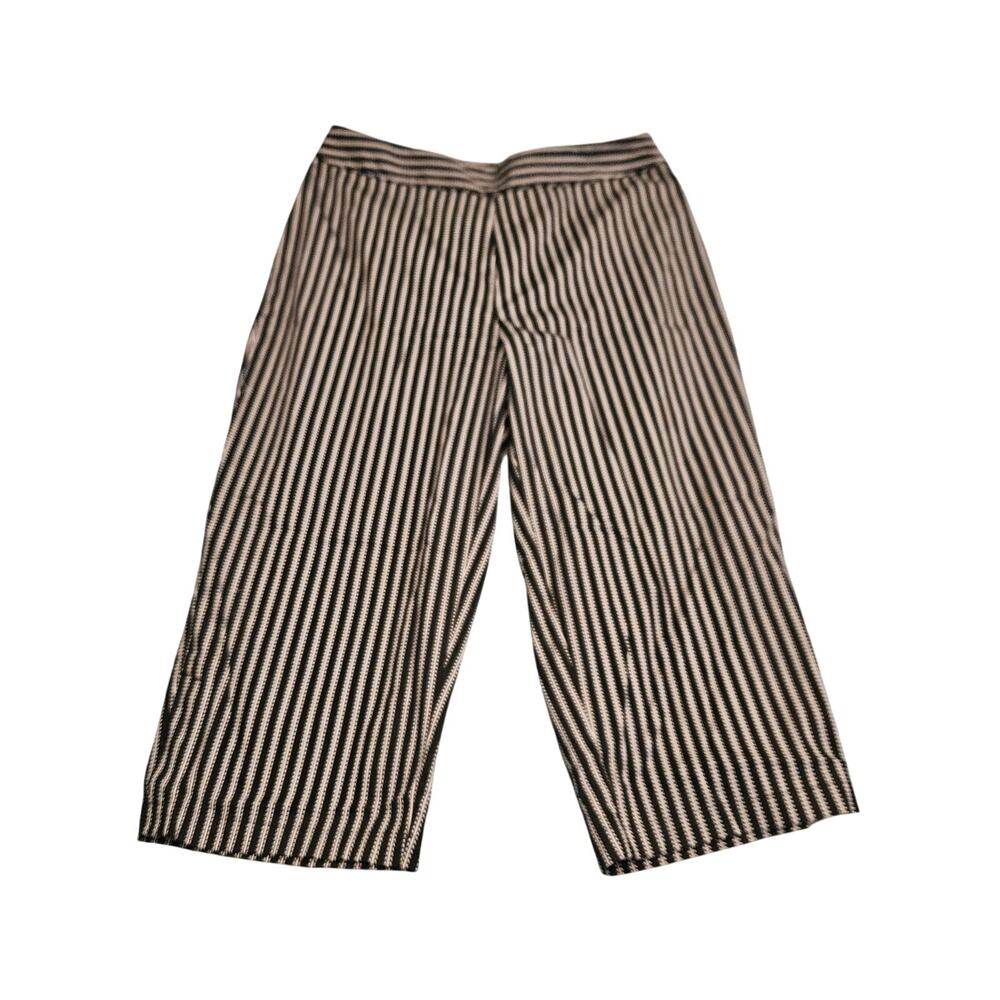 Valerie Stevens Black White Striped Cropped Pants Women’s 16W Pull On